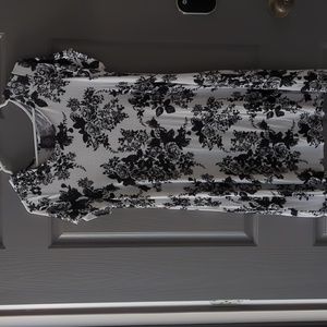 Black and white floral T-shirt dress